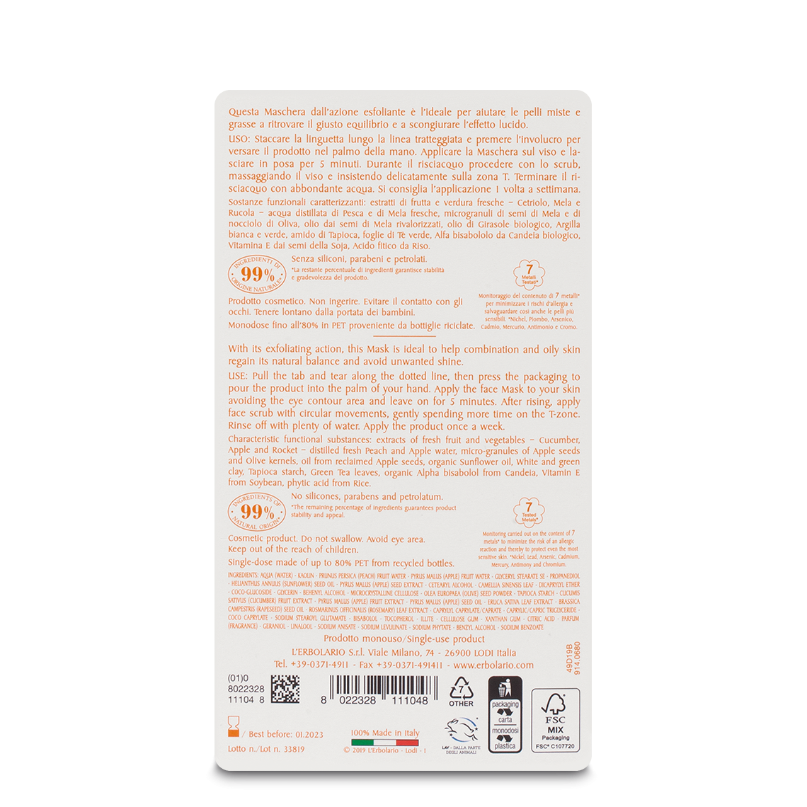 L'erbolario Maschera Scrub Viso Purificante I Colori dell'Orto Offerte giornaliere