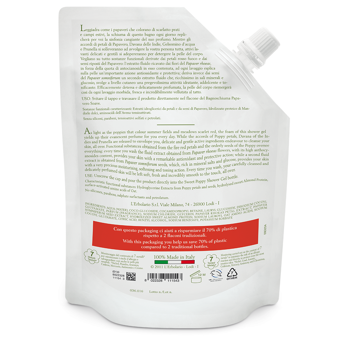 L'erbolario Ecoricarica Bagnoschiuma Papavero Soave Sconto