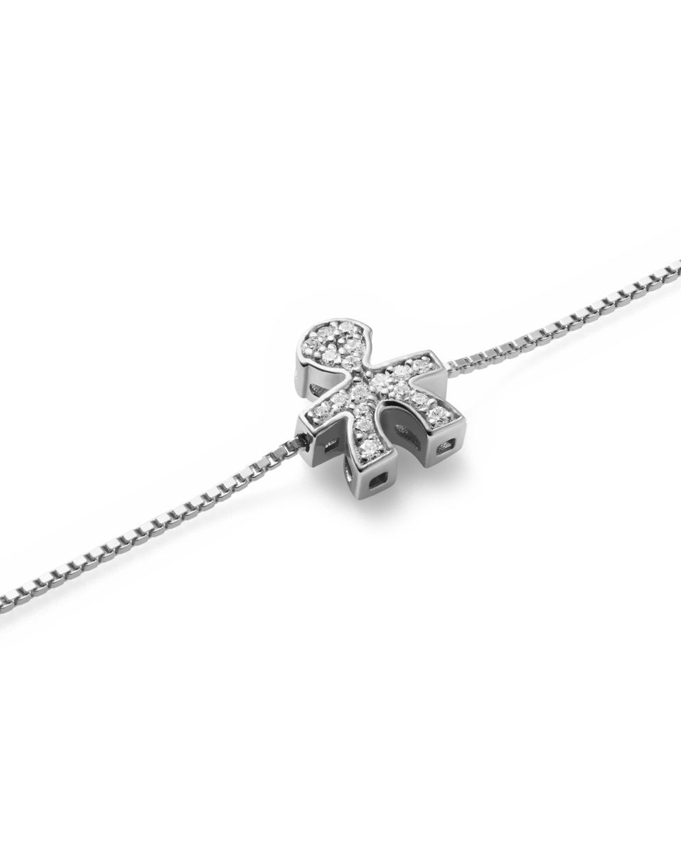 Le Bebé Bracciale I Tesorini con sagoma bimbo in oro bianco e diamanti In Linea