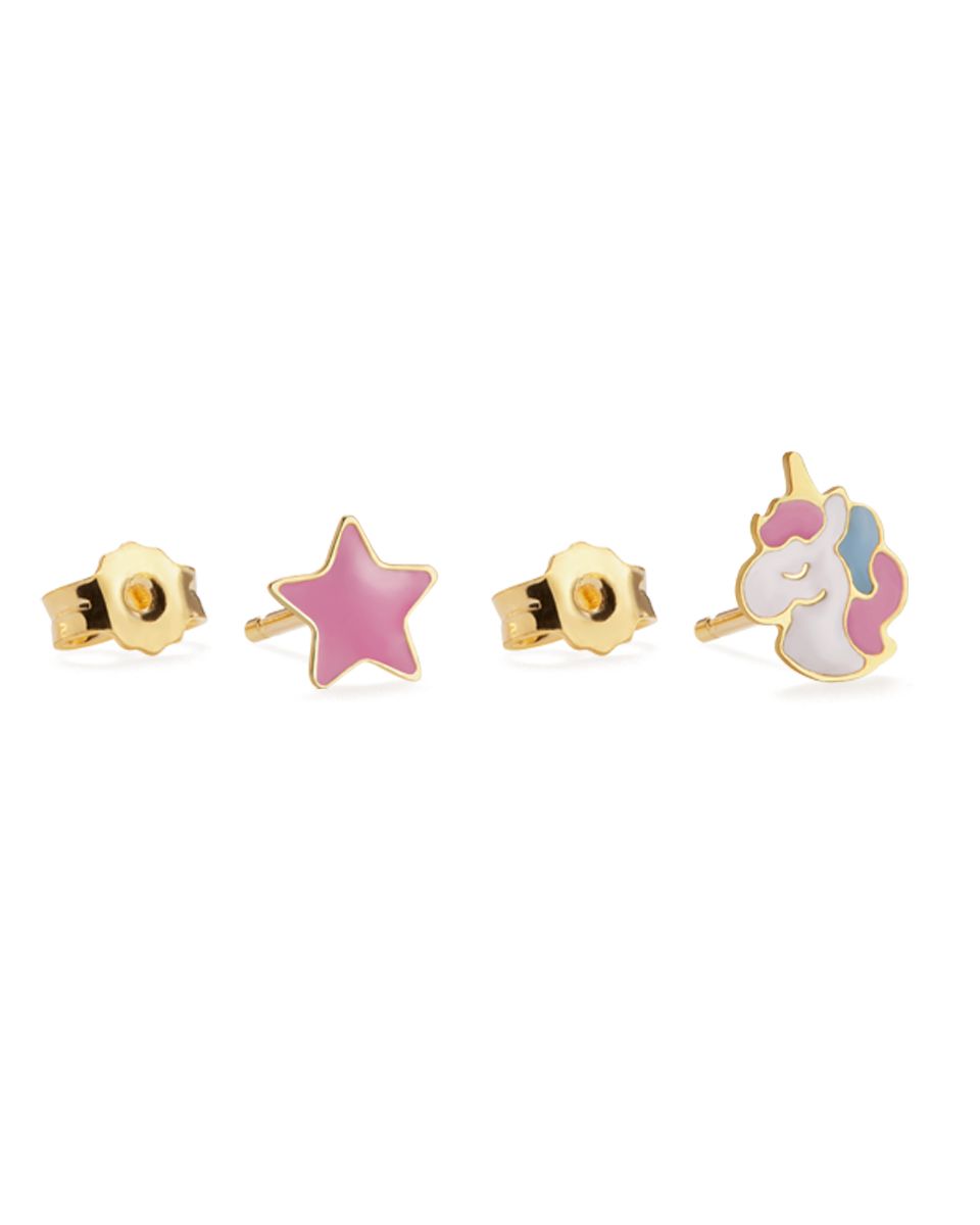 Le Bebé Orecchini Toys in oro giallo con unicorno e stellina Qualità Garantita