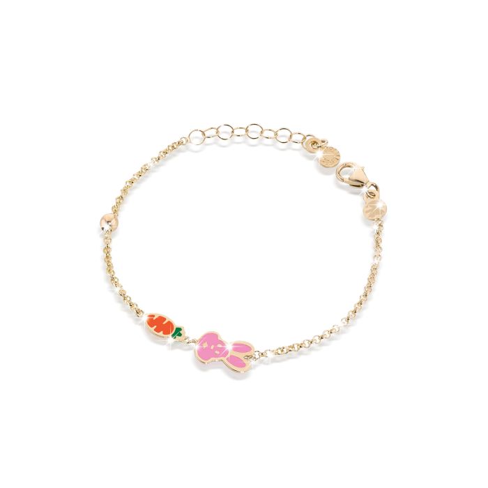 Le Bebé Bracciale Fortuna con coniglietto e carota in oro giallo Sconto