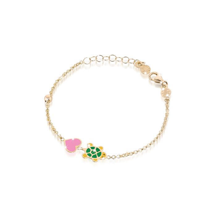 Le Bebé Bracciale Fortuna con tartaruga e cuore in oro giallo I Più Venduti
