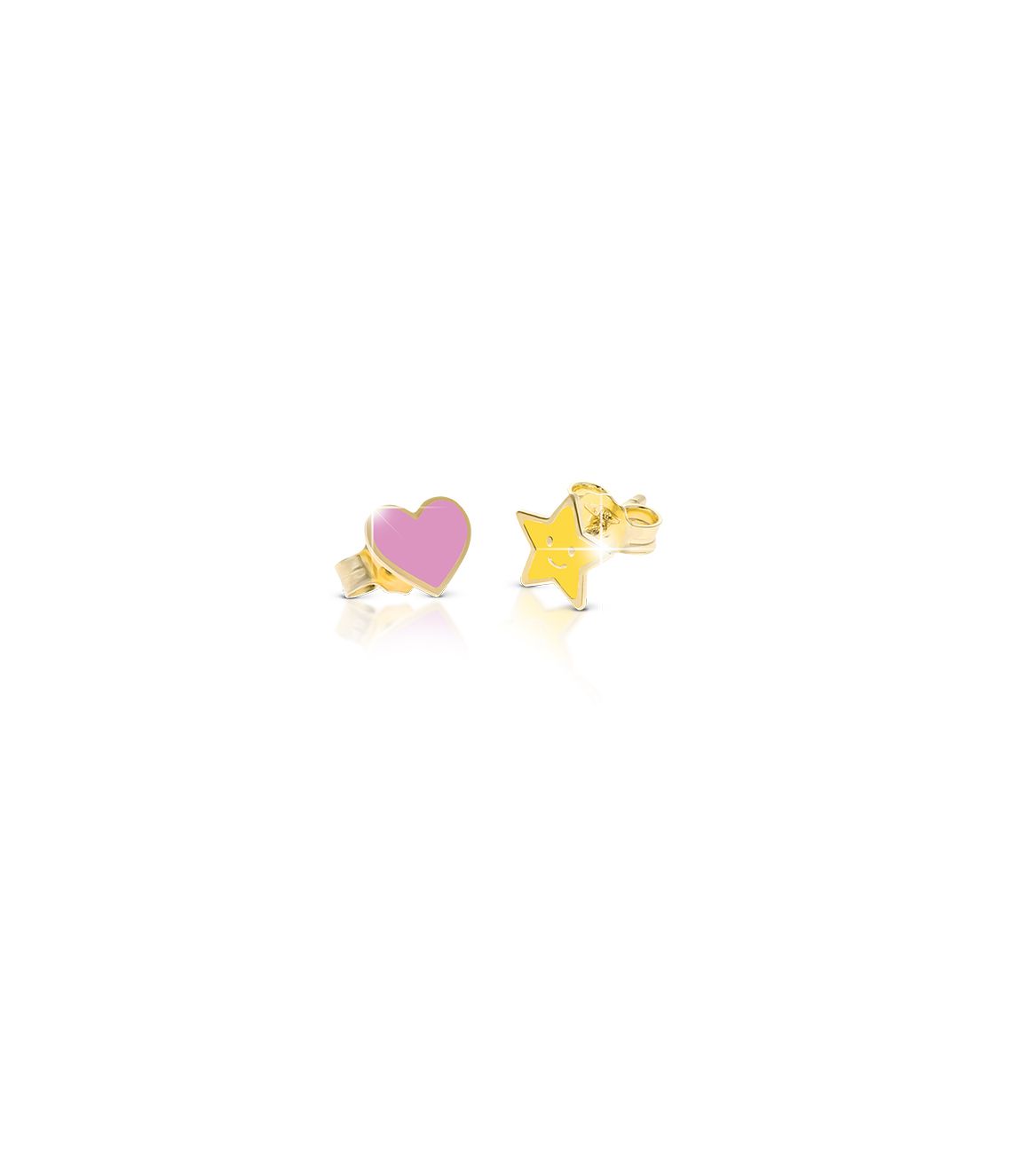 Le Bebé Orecchini Fortuna con cuore e stella in oro giallo Consegna Veloce
