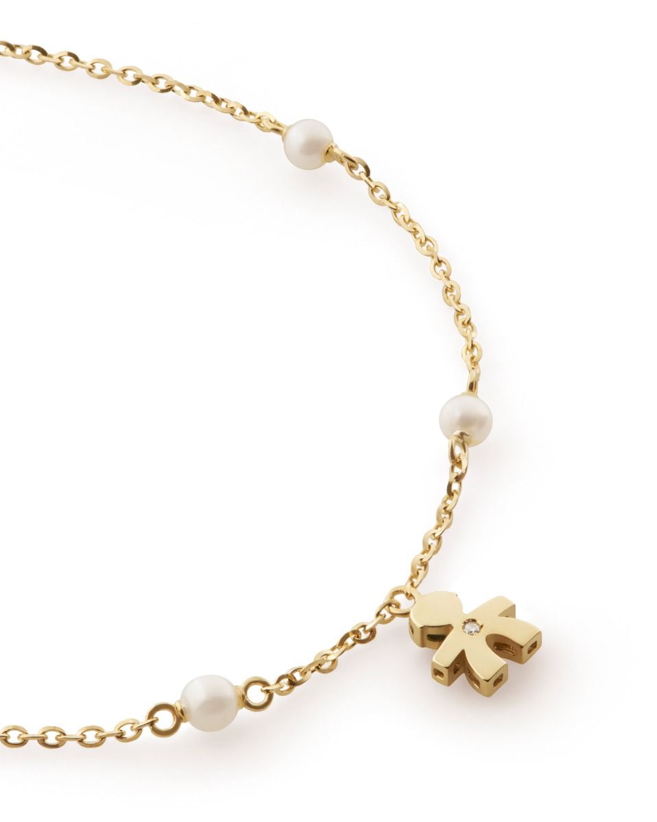 Le Bebé Bracciale Le Perle con sagoma bimbo in oro giallo e diamante Sconto