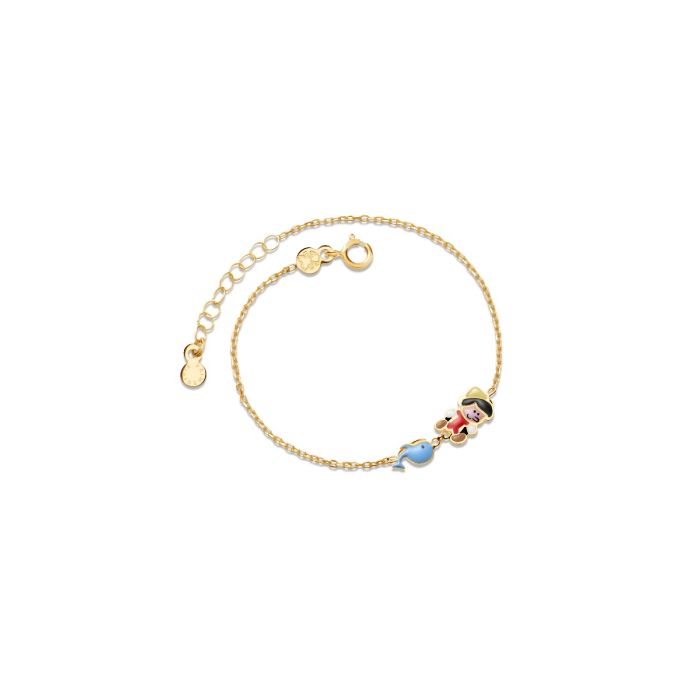 Le Bebé Bracciale Fiabe ispirato a Pinocchio in oro giallo Economico