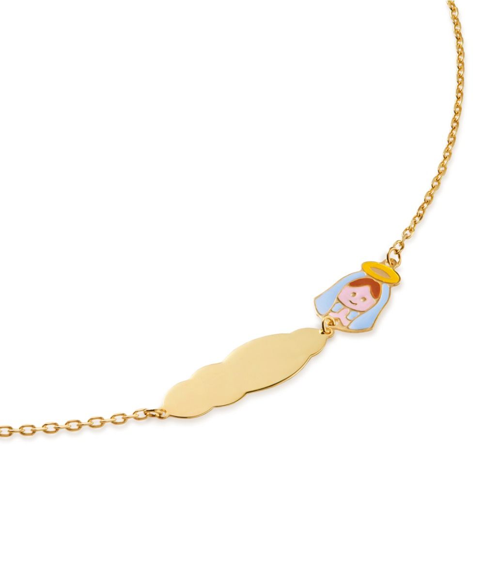 Le Bebé Bracciale Proteggimi con Madonnina e targhetta in oro giallo Vendite Flash