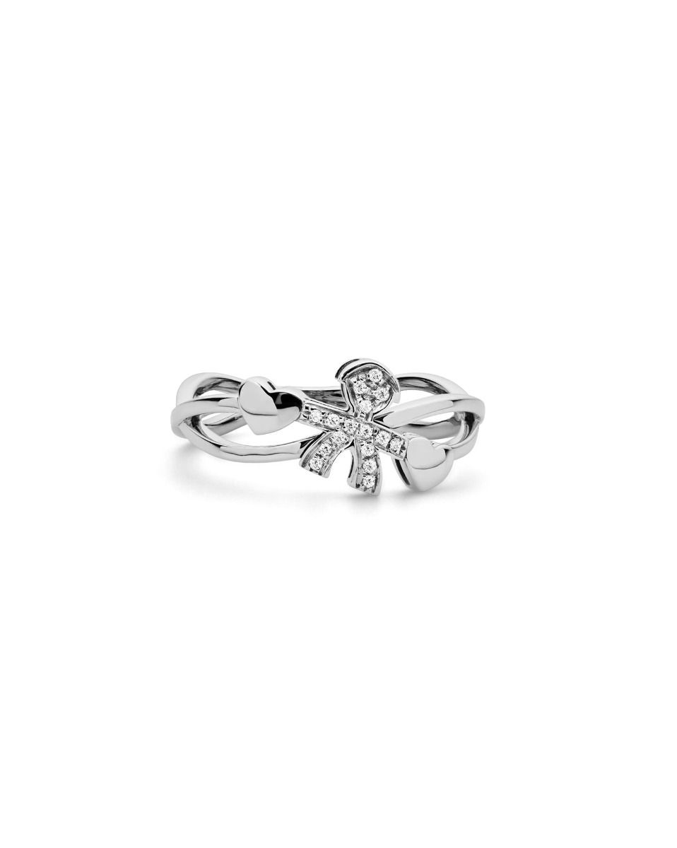Le Bebé Anello I Preziosi con sagoma bimbo in oro bianco e diamanti Moda