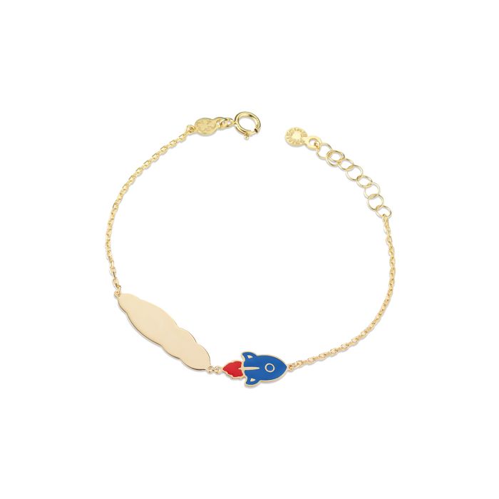 Le Bebé Bracciale Toys con razzo e targhetta nuvola in oro giallo