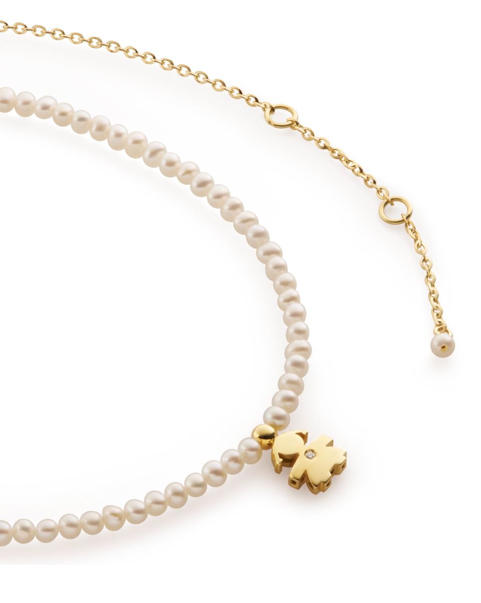 Le Bebé Collana Le Perle con sagoma bimba in oro giallo e diamante Promozione