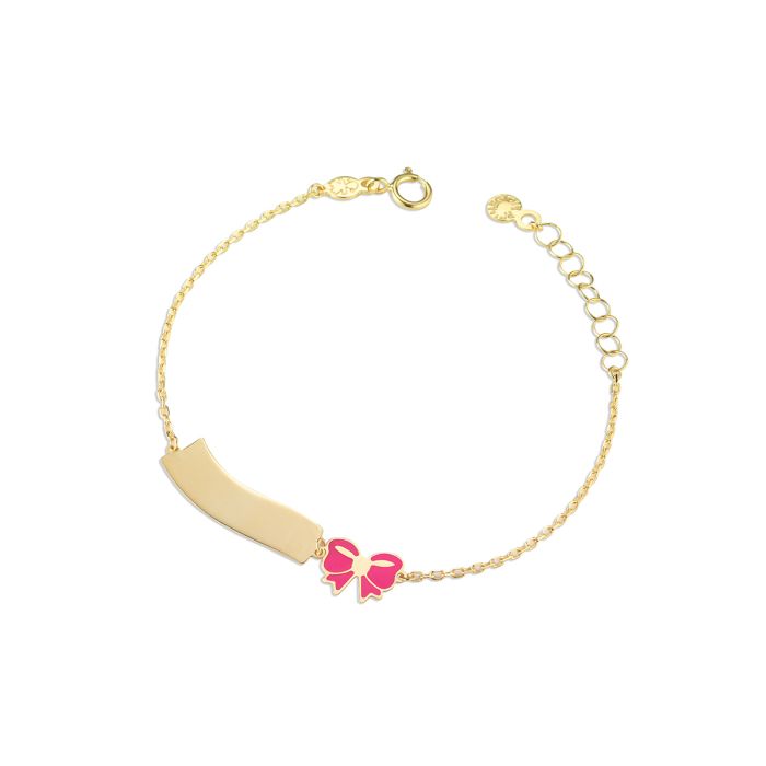 Le Bebé Bracciale Toys con fiocco e targhetta nuvola in oro giallo