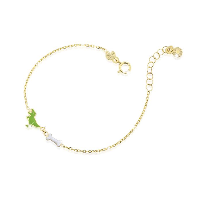 Le Bebé Bracciale Toys con dinosauro e osso in oro giallo