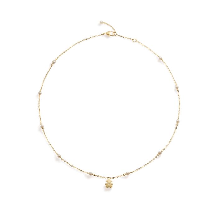 Le Bebé Collana Le Perle con sagoma bimba in oro giallo e diamante