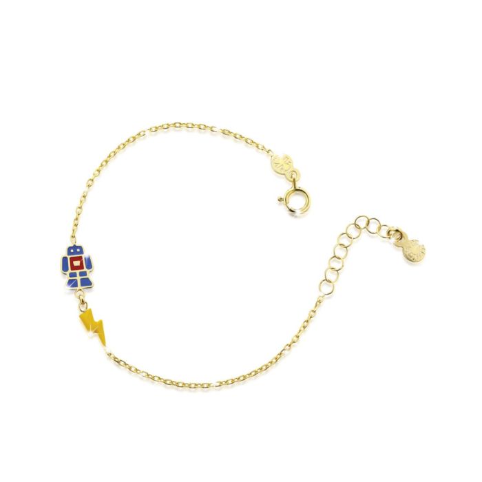 Le Bebé Bracciale Toys con robot e fulmine in oro giallo