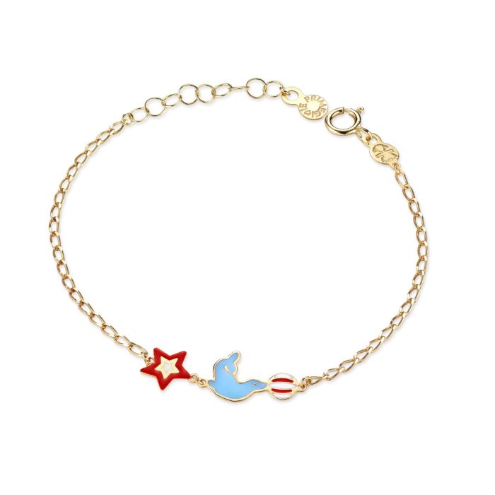 Le Bebé Bracciale Circo con foca e stellina in oro giallo