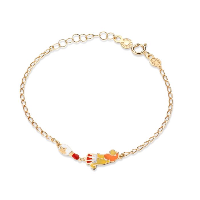 Le Bebé Bracciale Circo con leone e birillo in oro giallo In Vendita