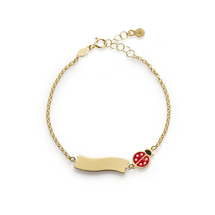 Le Bebé Bracciale Fortuna con coccinella e targhetta in oro giallo Saldi