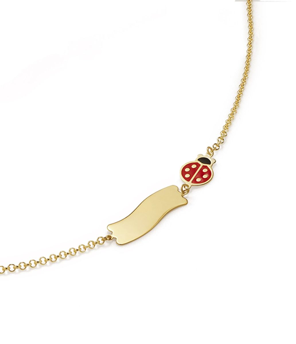Le Bebé Bracciale Fortuna con coccinella e targhetta in oro giallo Saldi