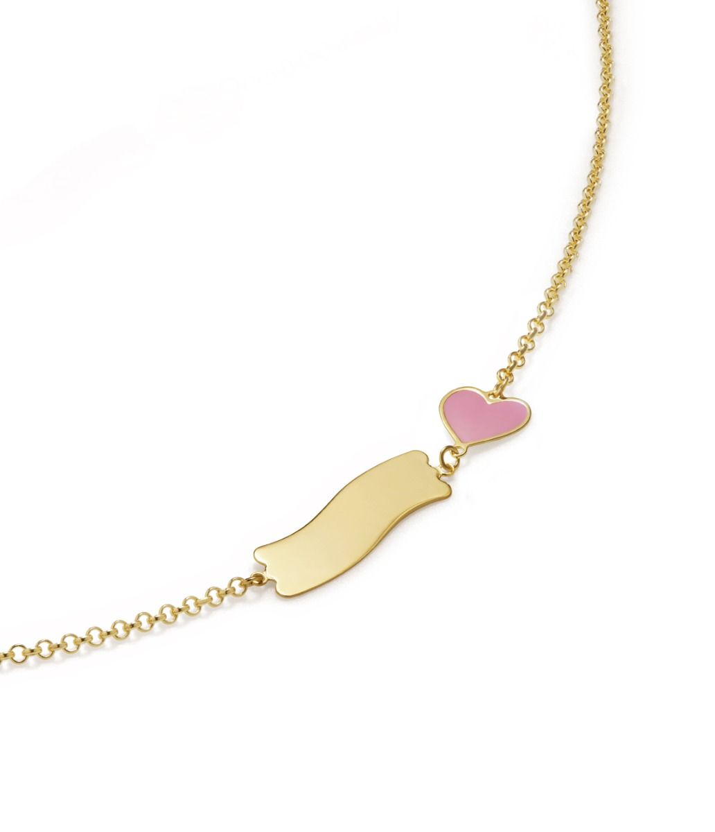 Le Bebé Bracciale Fortuna con cuore e targhetta in oro giallo I Più Venduti
