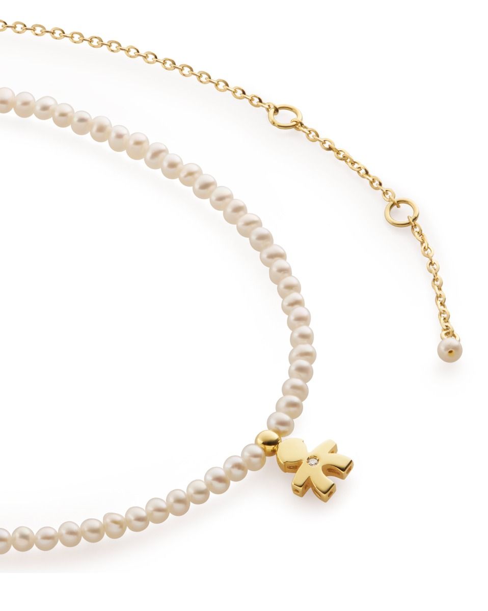 Le Bebé Collana sagoma bimbo con perle, oro giallo e diamante - leBebé Nuovo