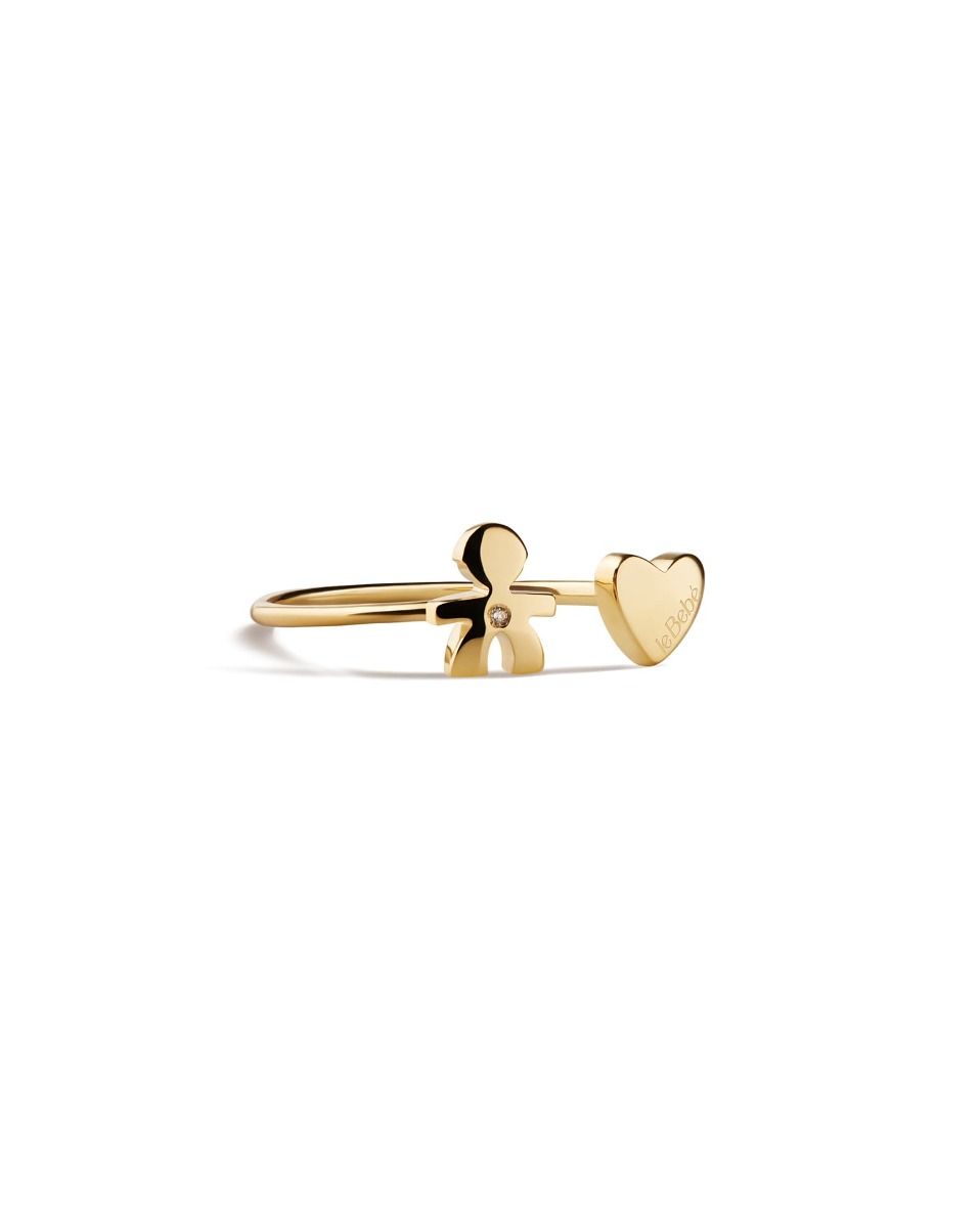Le Bebé Anello Les Petits con sagoma bimbo e cuore, in oro giallo e diamante Offerta