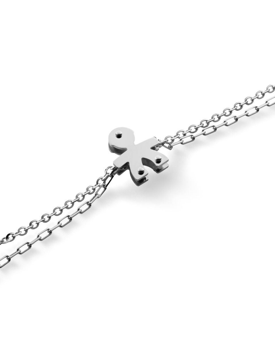 Le Bebé Bracciale I Classici con sagoma bimbo in oro bianco e diamante In Linea