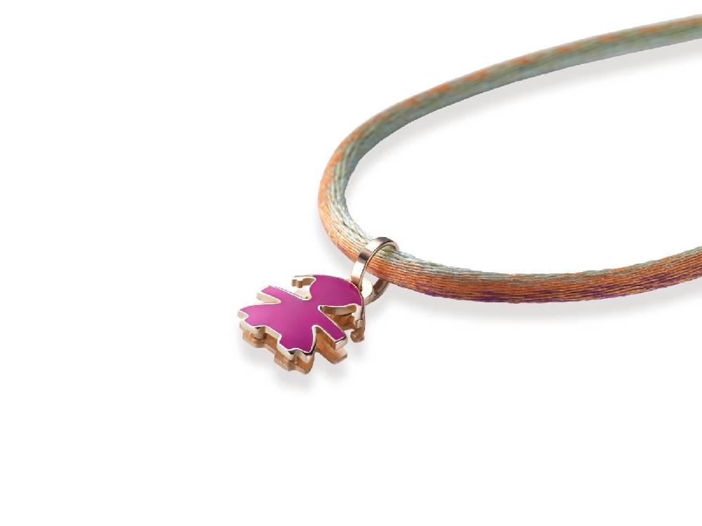 Le Bebé Ciondolo I Classici con sagoma bimba in oro rosa e smalto viola Italia