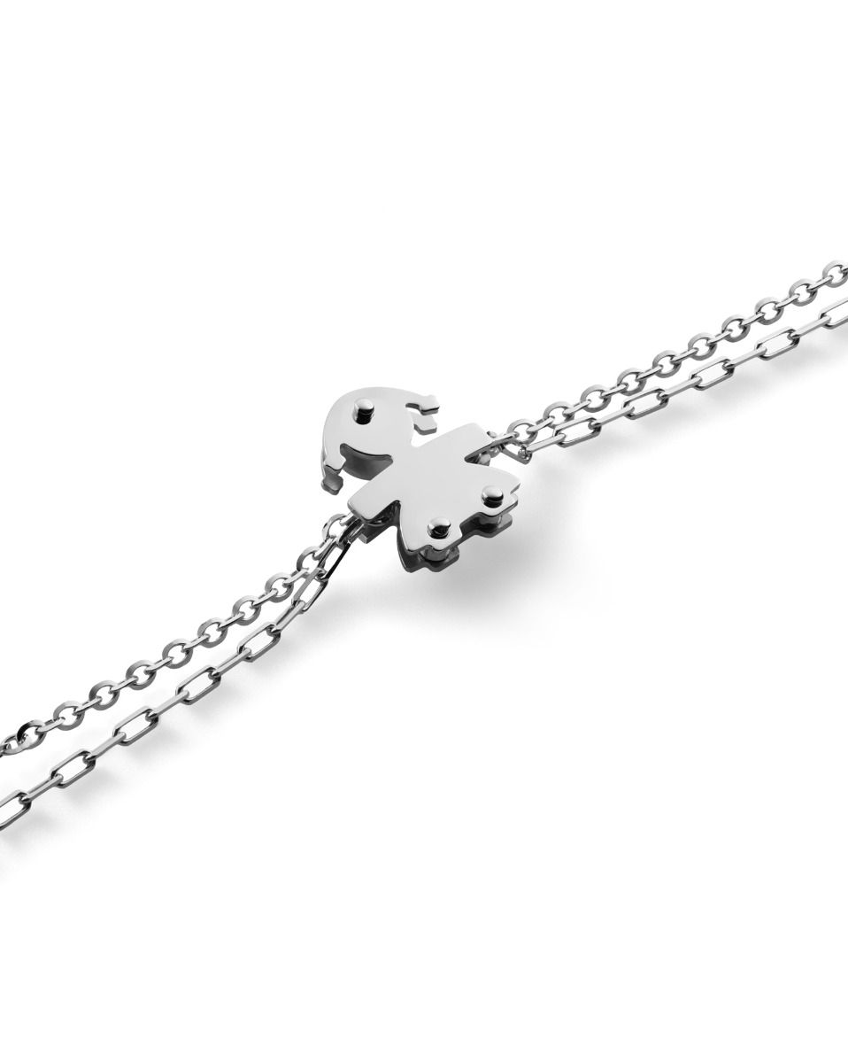 Le Bebé Bracciale I Classici con sagoma bimba in oro bianco e diamante Prezzo Ridotto