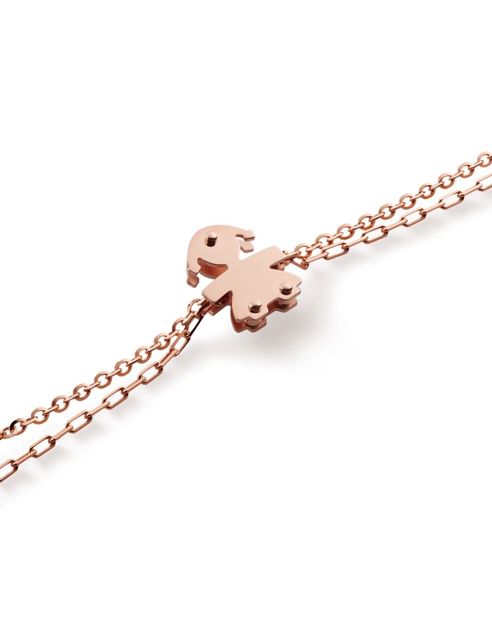 Le Bebé Bracciale I Classici con sagoma bimba in oro rosa e diamante Sottocosto
