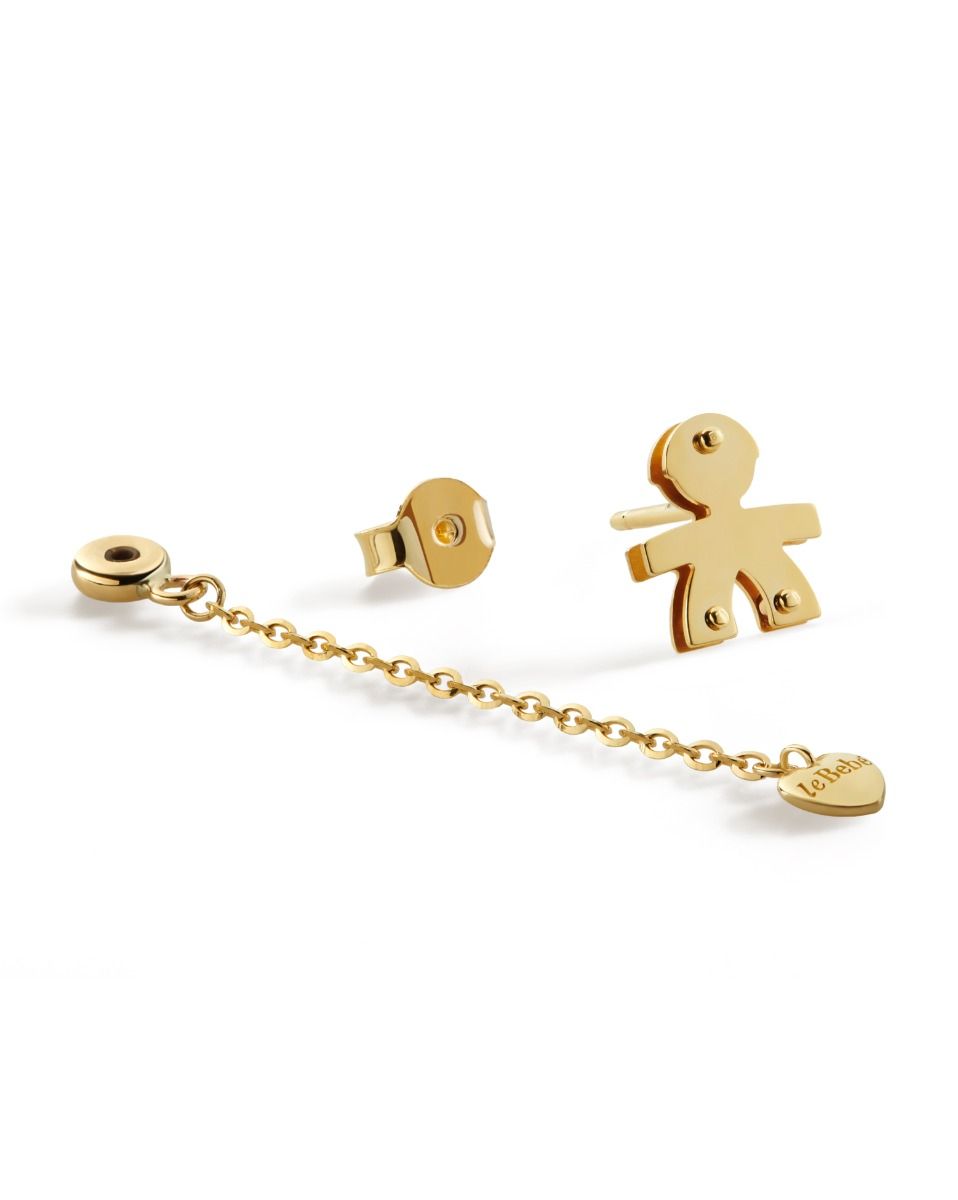 Le Bebé Orecchini I Classici con sagoma bimbo e cuore in oro giallo Sconto