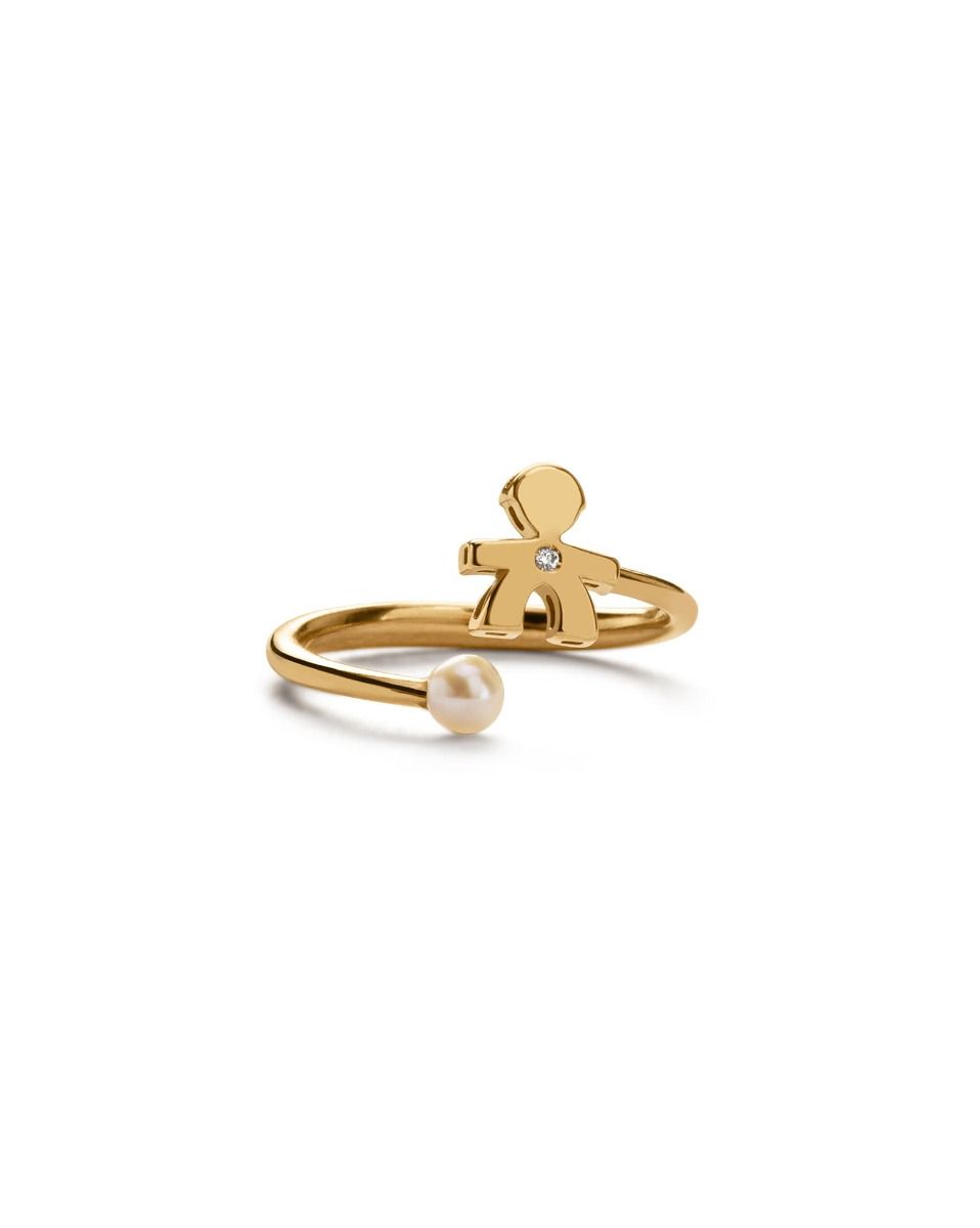 Le Bebé Anello Le Perle con sagoma bimbo, perla in oro giallo e diamante Online