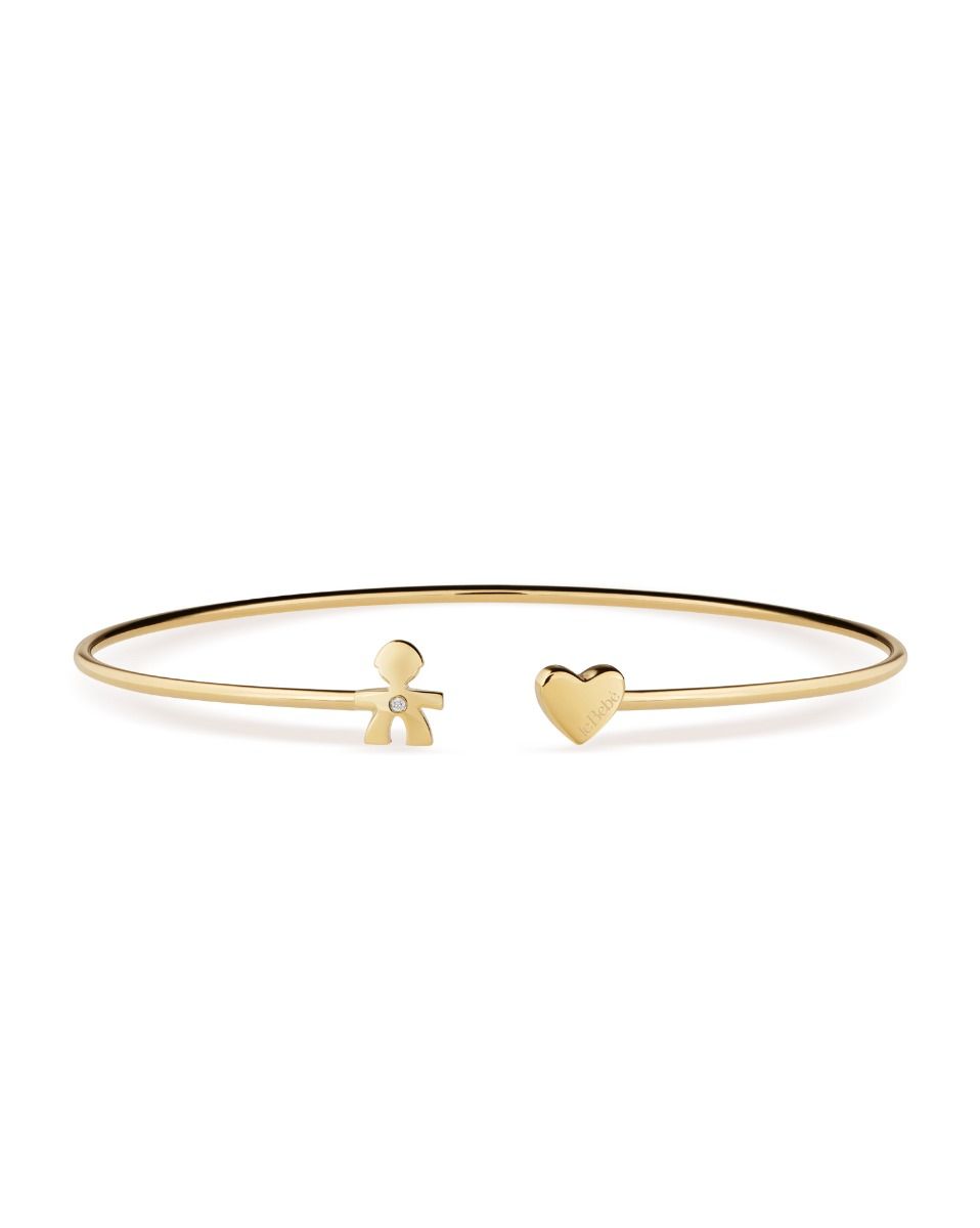Le Bebé Bracciale Les Petits con sagoma bimbo e cuore, in oro giallo e diamante Vendita Economica