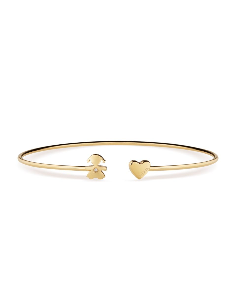 Le Bebé Bracciale Les Petits con sagoma bimba e cuore, in oro giallo e diamante Saldi Di Fabbrica