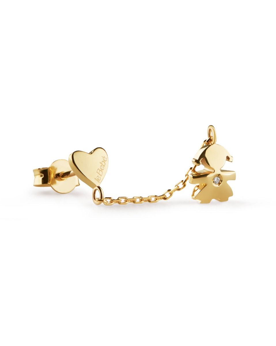 Le Bebé Mono Orecchino Les Petits con sagoma bimba in oro giallo e diamante Promozione