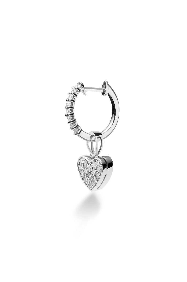 Le Bebé Mono Orecchino I Preziosi con cuore in oro bianco e diamanti Shopping Online