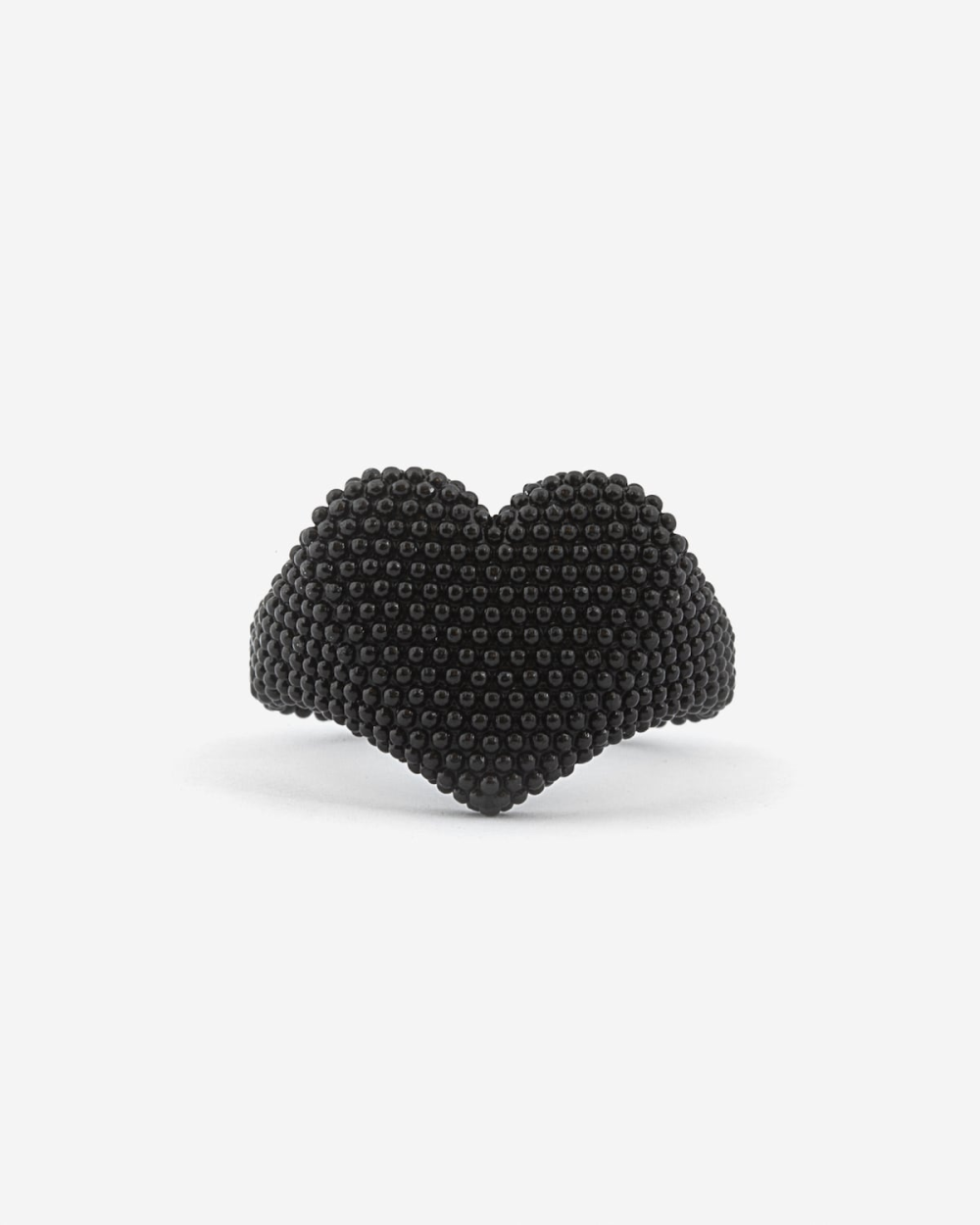 ﻿Nove25 ANELLO CHEVALIER CUORE PUNTINATO TOTAL BLACK