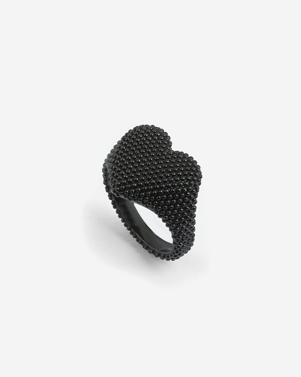 ﻿Nove25 ANELLO CHEVALIER CUORE PUNTINATO TOTAL BLACK Affare Del Giorno