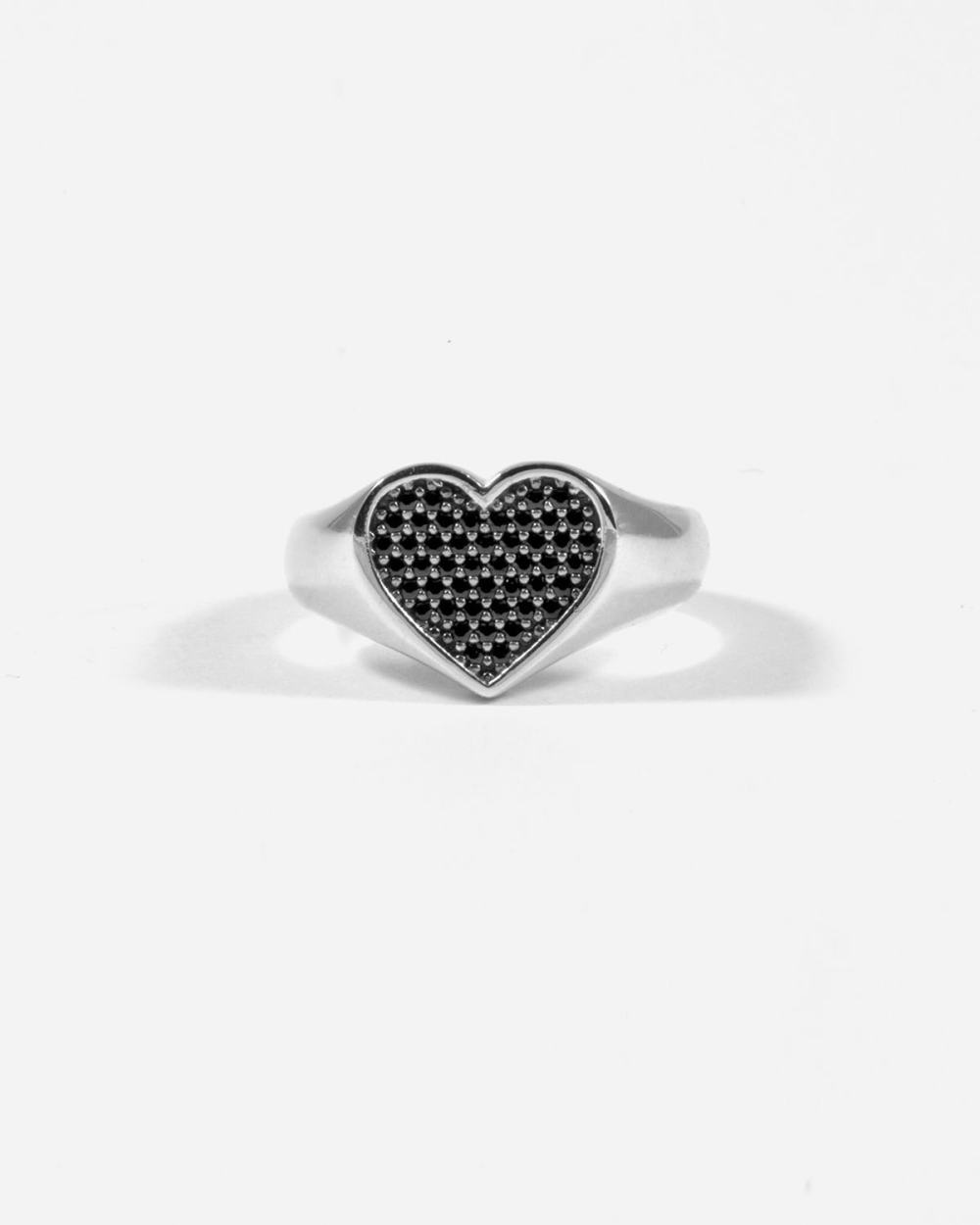 Nove25 ANELLO CHEVALIER CUORE CON BRILLANTE NERO