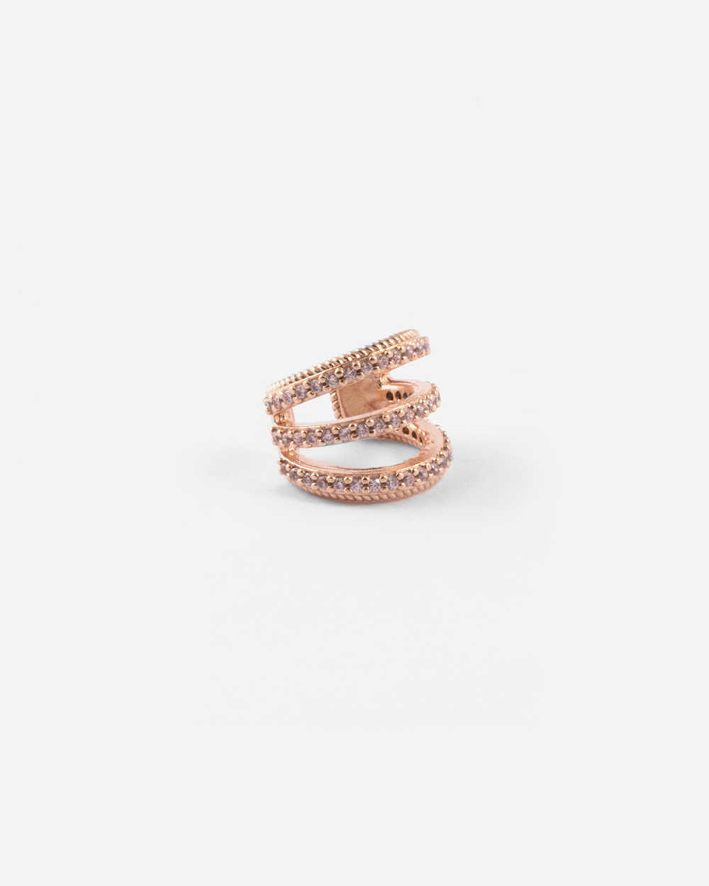 Nove25 EAR CUFF TRIPLE ROSE TIE PLACCATO ORO ROSA Nuova