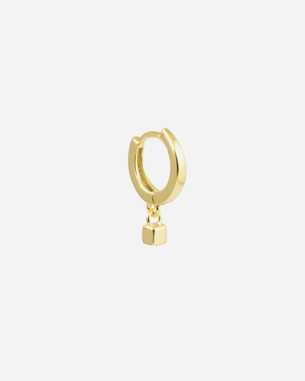 Nove25 ORECCHINO A CERCHIO CON CUBO MINI PENDENTE PLACCATO ORO