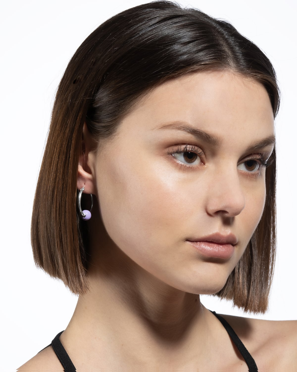 Nove25 ORECCHINO SINGOLO PIERCING SFERA SMALTO LILLA Spedizione Gratuita