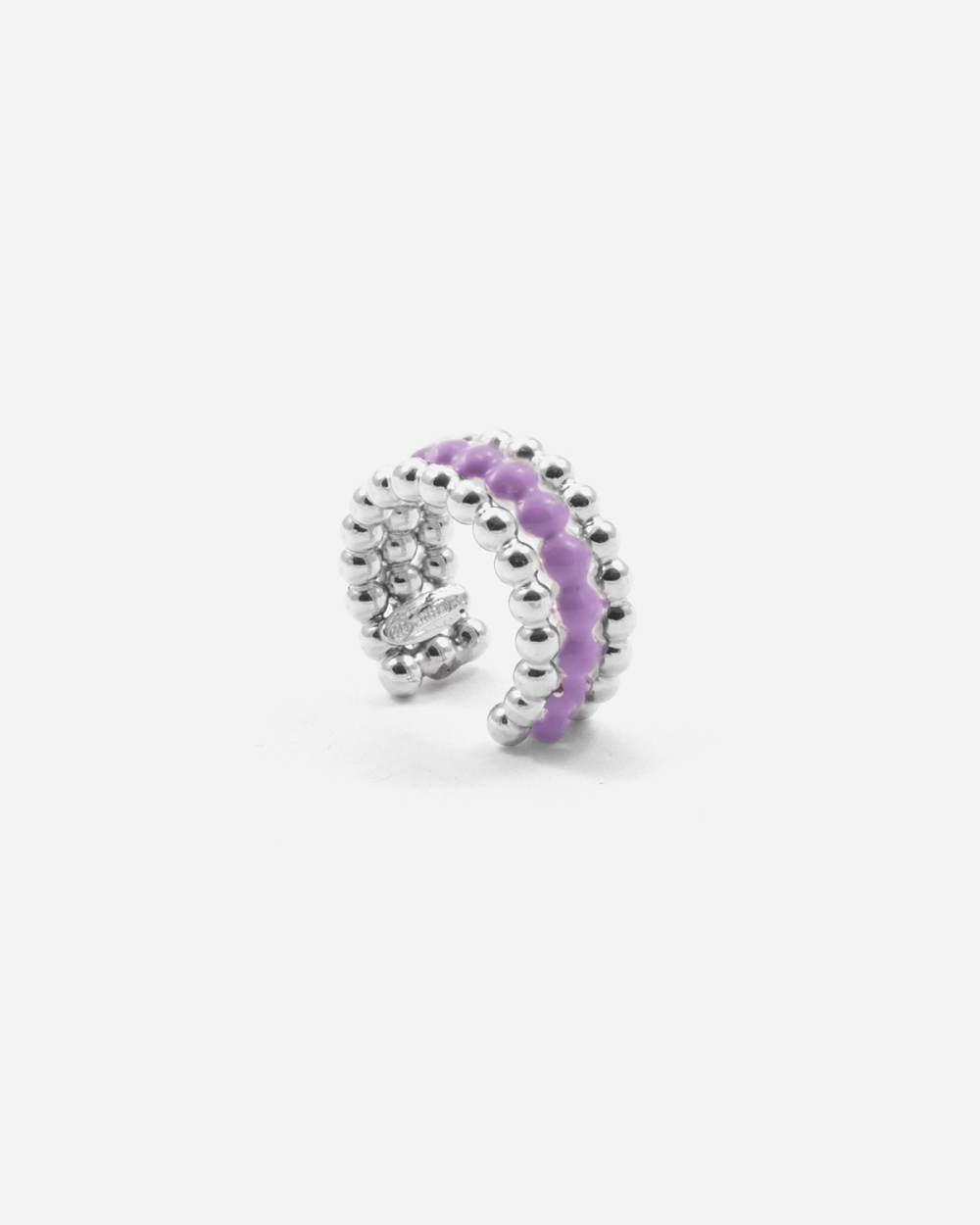 Nove25 EAR CUFF ORECCHINO SENZA BUCO PALLINE TRE GIRI SMALTO LILLA