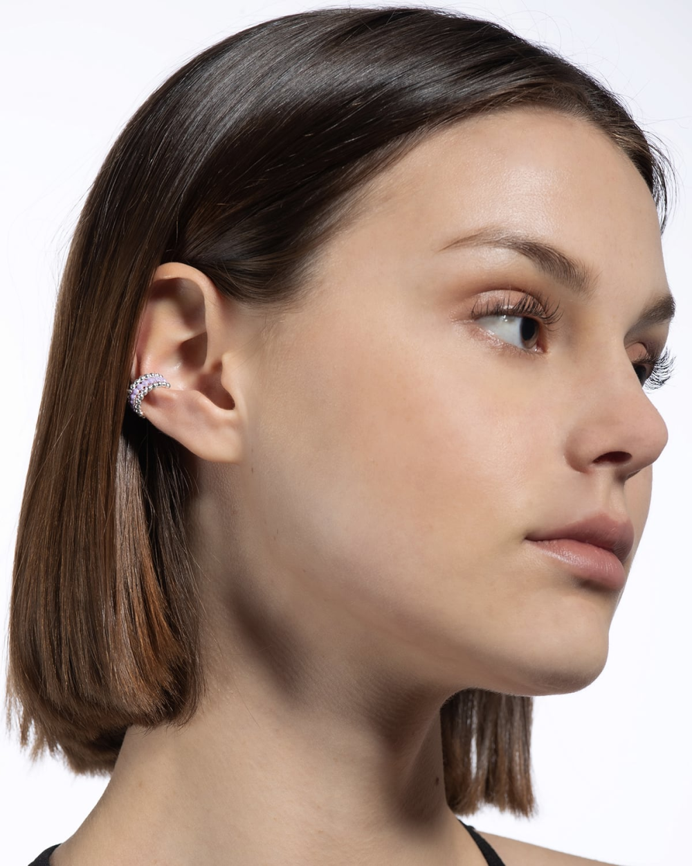 Nove25 EAR CUFF ORECCHINO SENZA BUCO PALLINE TRE GIRI SMALTO LILLA Qualità Garantita