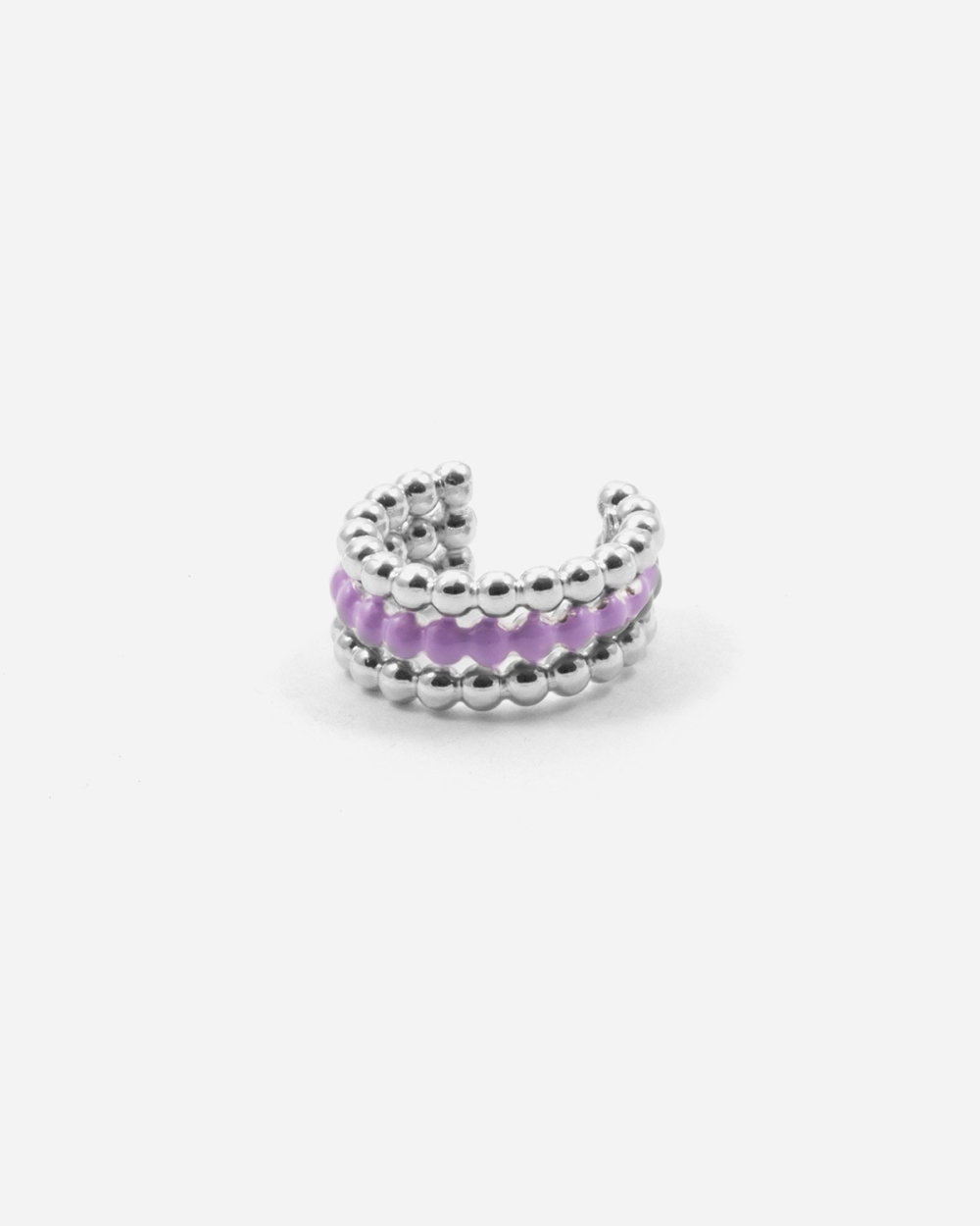 Nove25 EAR CUFF ORECCHINO SENZA BUCO PALLINE TRE GIRI SMALTO LILLA Qualità Garantita