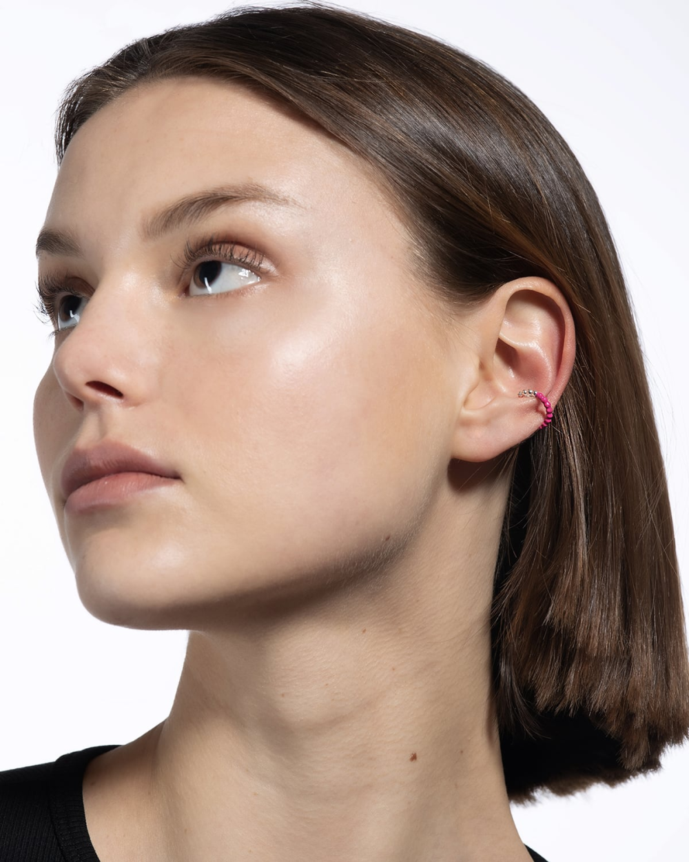 Nove25 EAR CUFF ORECCHINO SENZA BUCO PALLINE UN GIRO SMALTO FUCSIA Negozi Online