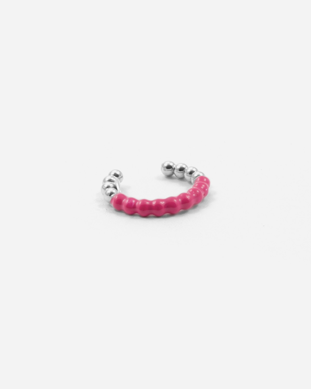 Nove25 EAR CUFF ORECCHINO SENZA BUCO PALLINE UN GIRO SMALTO FUCSIA Negozi Online