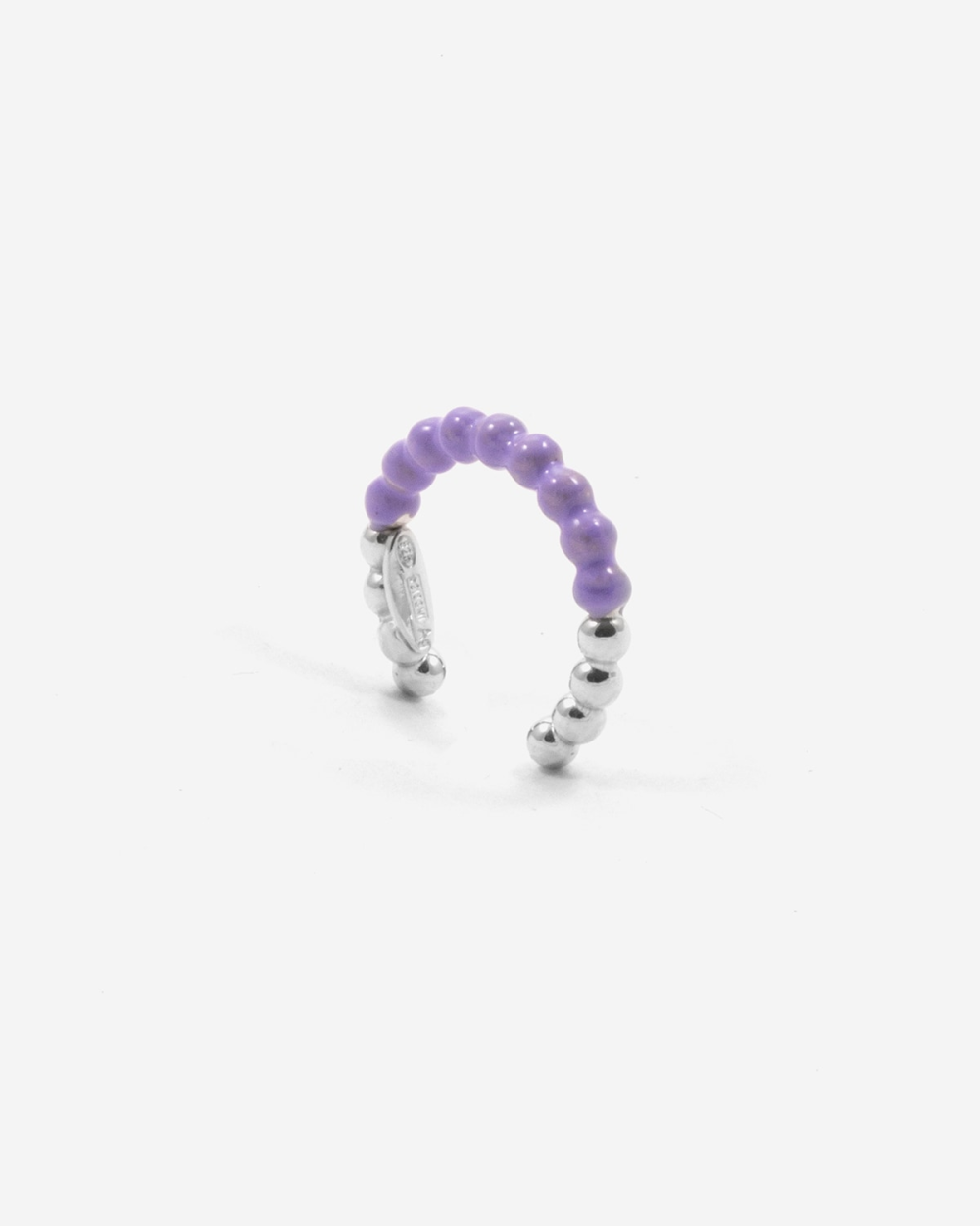 Nove25 EAR CUFF ORECCHINO SENZA BUCO PALLINE UN GIRO SMALTO LILLA