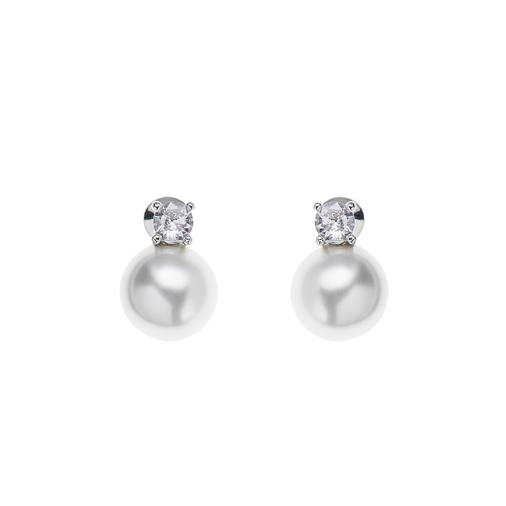 Ottaviani Orecchini rodiati con cubic zirconia e perle