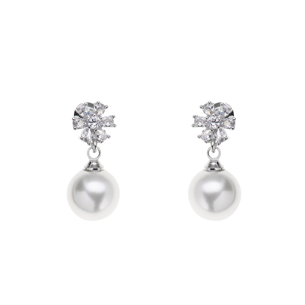 Ottaviani Orecchini rodiati con cubic zirconia e perle