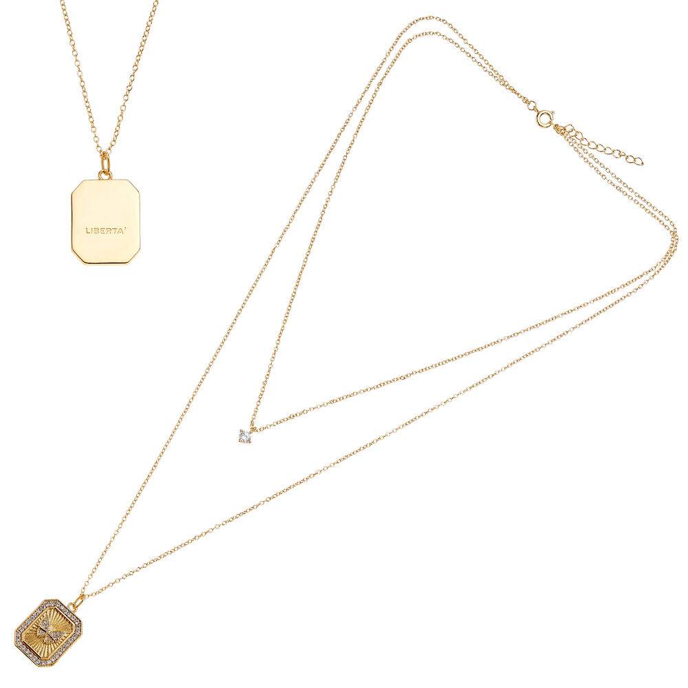 Ottaviani Collana doppio filo dorata con cubic zirconia Saldi Di Fabbrica