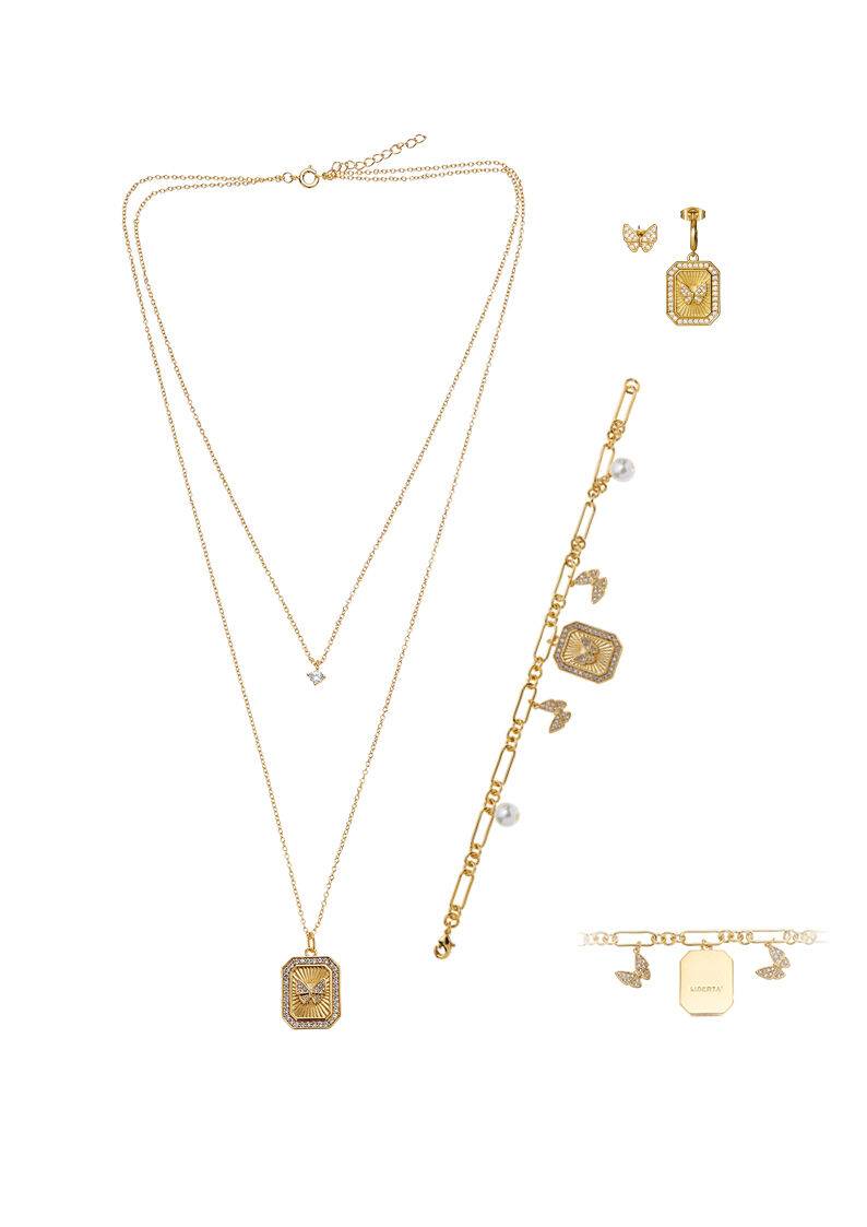 Ottaviani Collana doppio filo dorata con cubic zirconia Saldi Di Fabbrica
